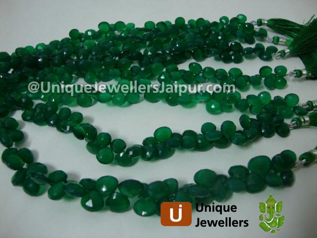 Green Onyx Faceted Heart Beads